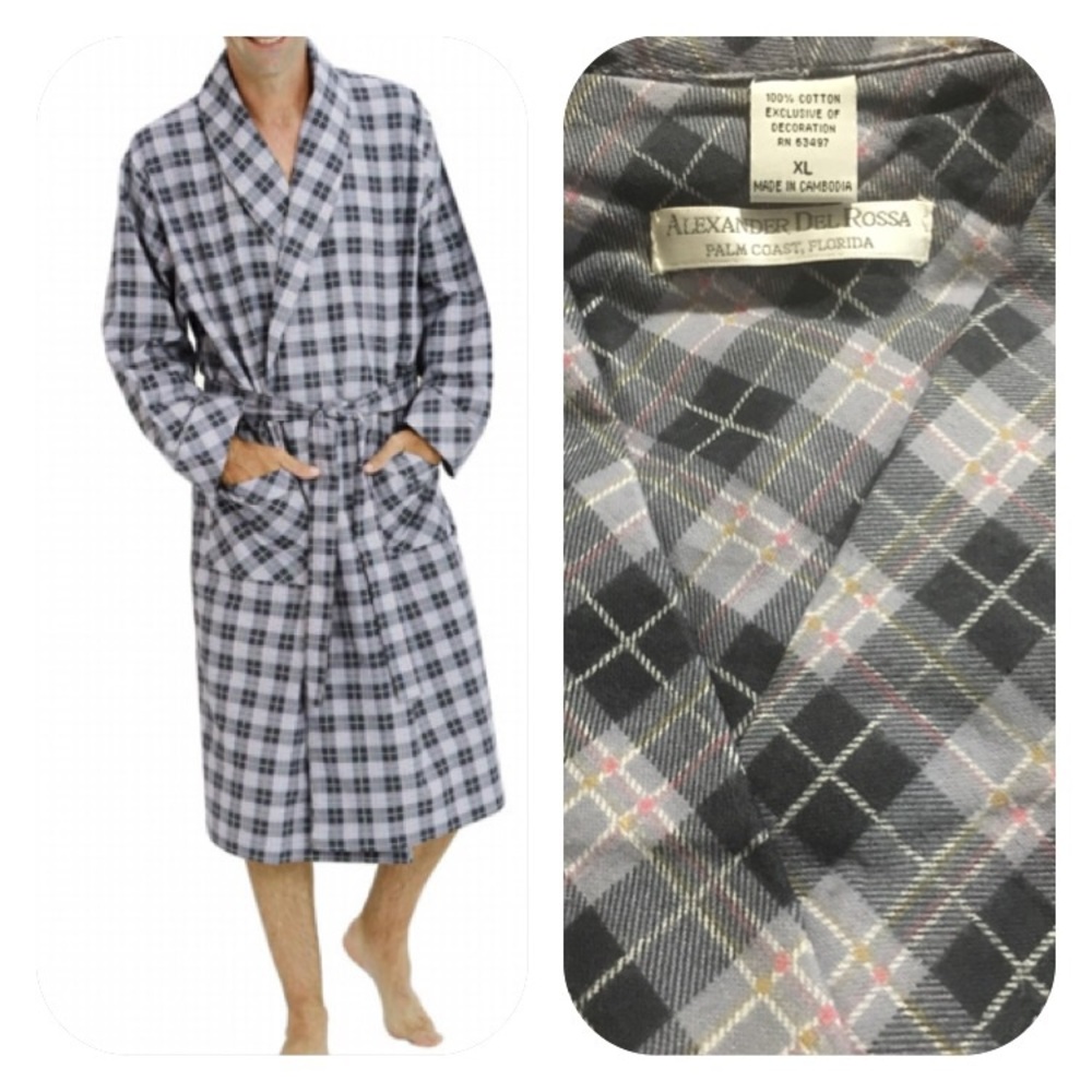Plaid flannel bath robe